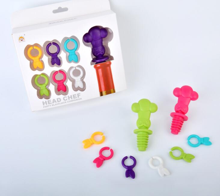 Bouchon de vin en silicone et ensemble de charme