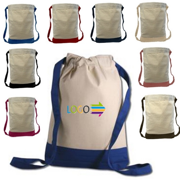 Two Tone Canvas Drawstring Bag