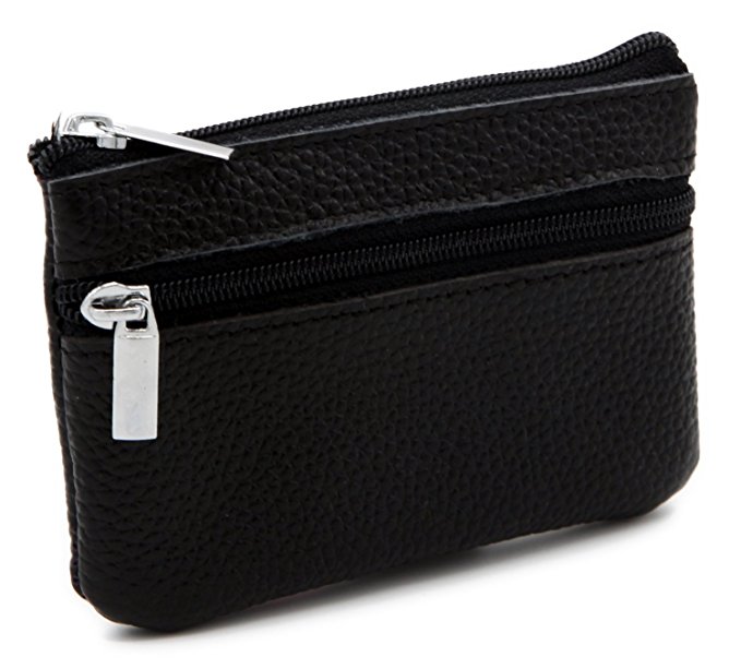 Cuir zippé mini porte-monnaie