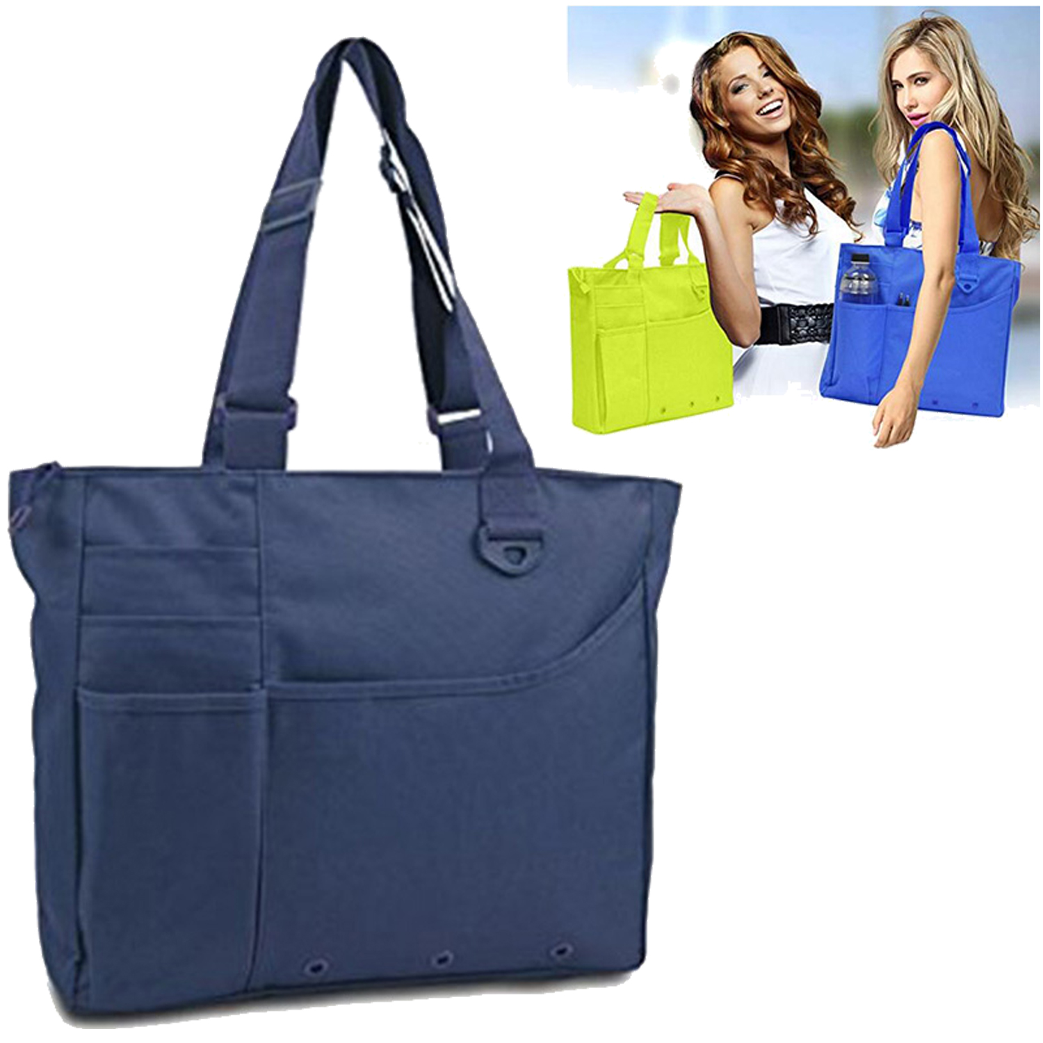 Office Multi Pocket Zipper Tote Bag