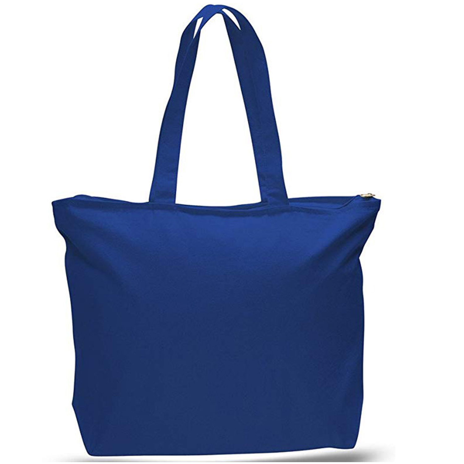 Basic Canvas Tote Bag With Zipper Pocket