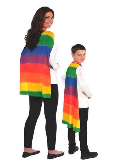 Cape costume rayures arc-en-ciel