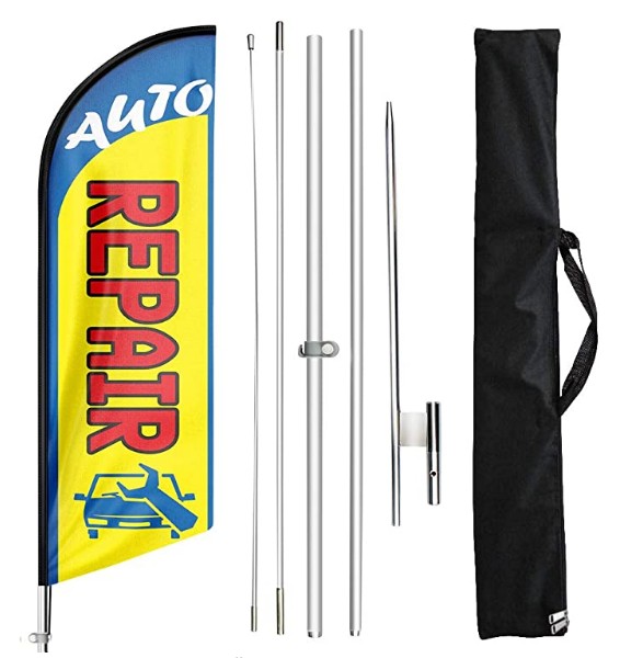 Kit de bandera de viento aleta 16'shark - doble lado