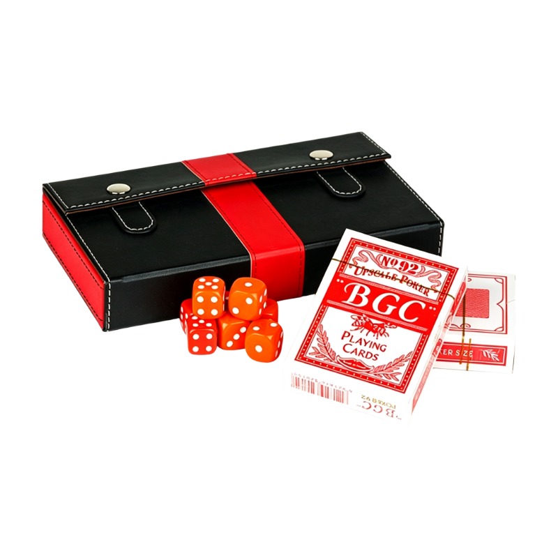 2 Decks Of Poker Playing Cards With Dices & Leather Case Set