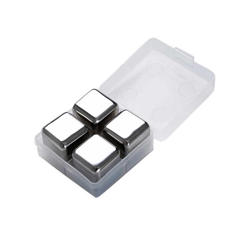 4 cubos de hielo de acero inoxidable