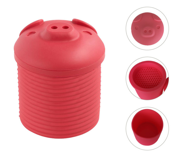 Contenedor de grasa de silicona en forma de cerdo