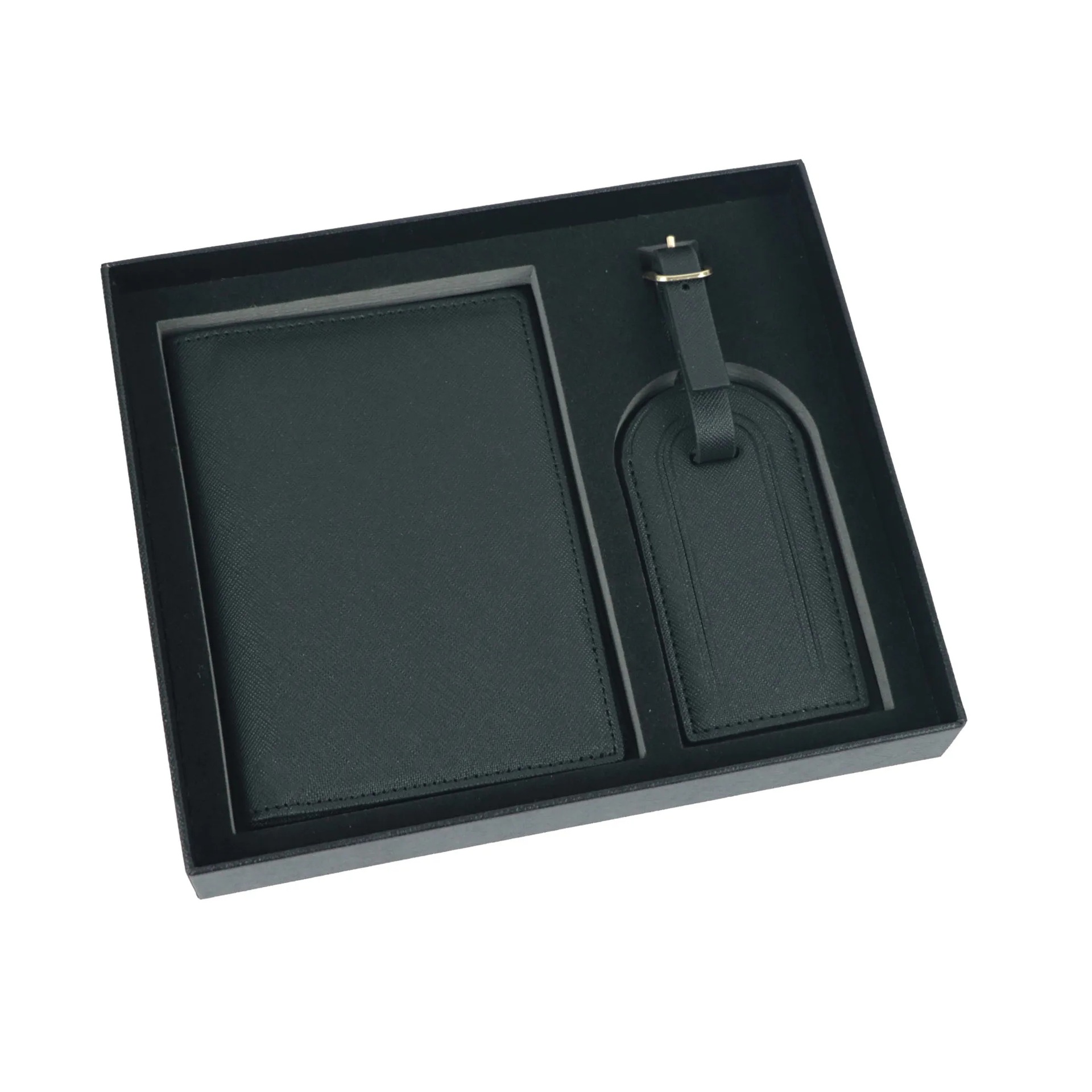 Set d'étiquettes de bagages clip passeport en cuir