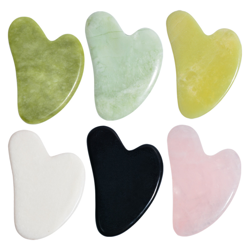 Guasha piedra jade con bolsa de terciopelo