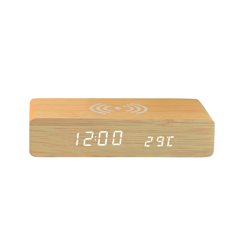10w sans fil charge horloge en bois