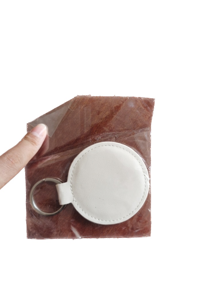 Round Pu Leather Keychain With Filling