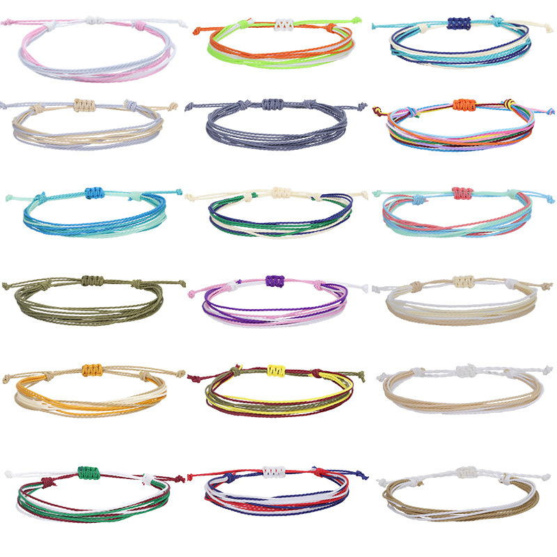 Pulsera de cuerda ajustable con colgante corazón