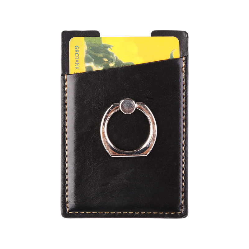 Porte-carte en cuir avec support à bague