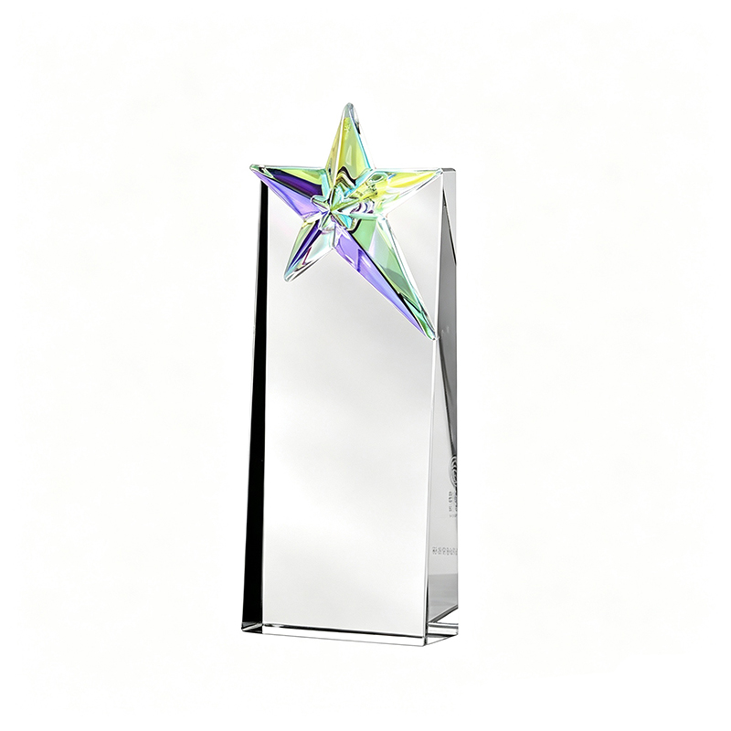 Trofeo de cristal estrella iridiscente de cinco puntos