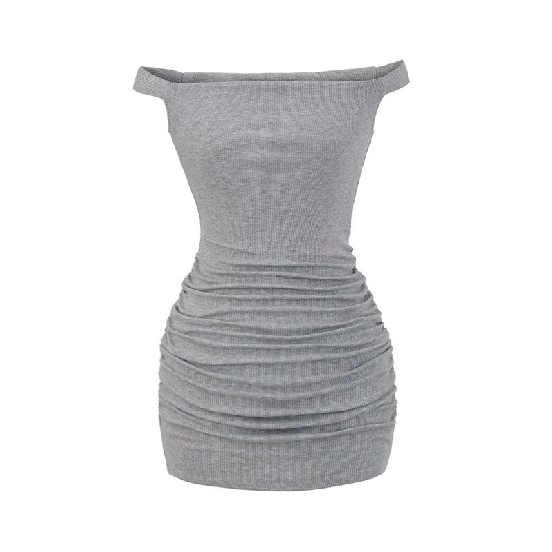 Hombro frotado cuerpo con mini vestido