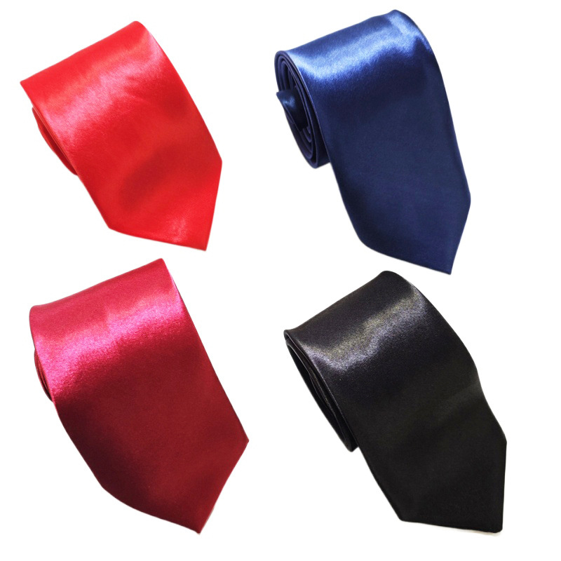 Hombres sólido satinado corbata view 2