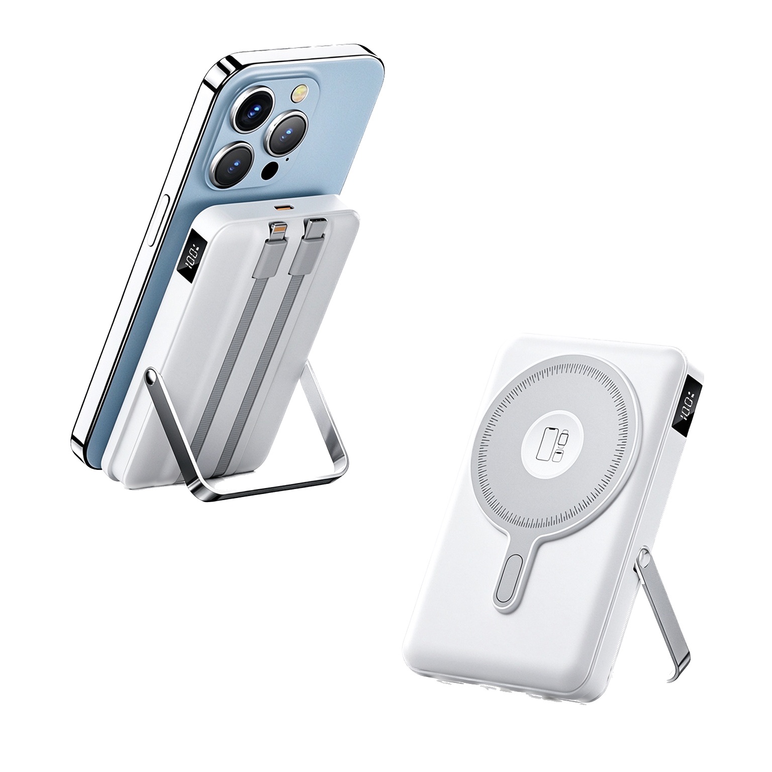 10000mah banque d'alimentation magnétique sans fil avec support de téléphone view 2