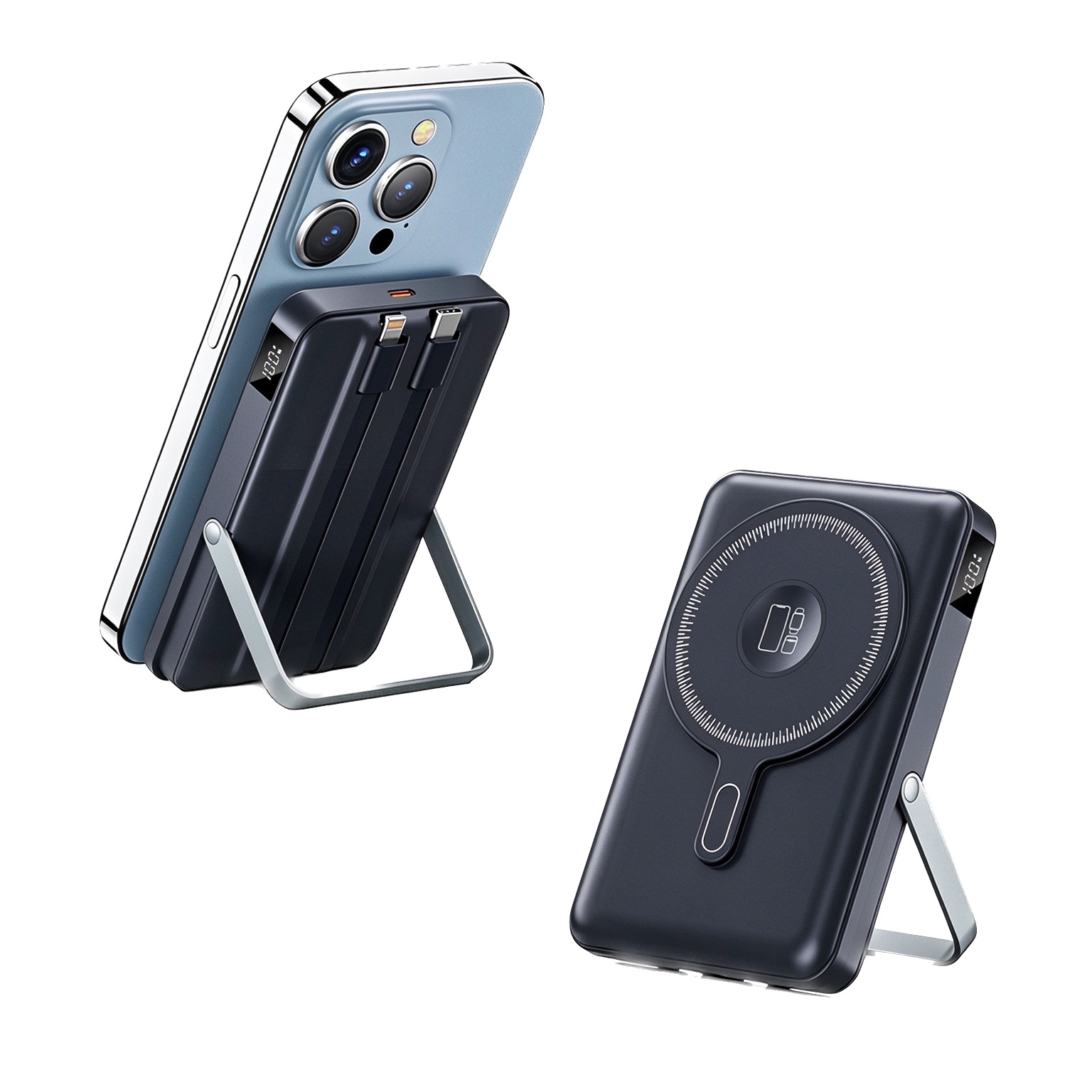 10000mah banque d'alimentation magnétique sans fil avec support de téléphone view 3