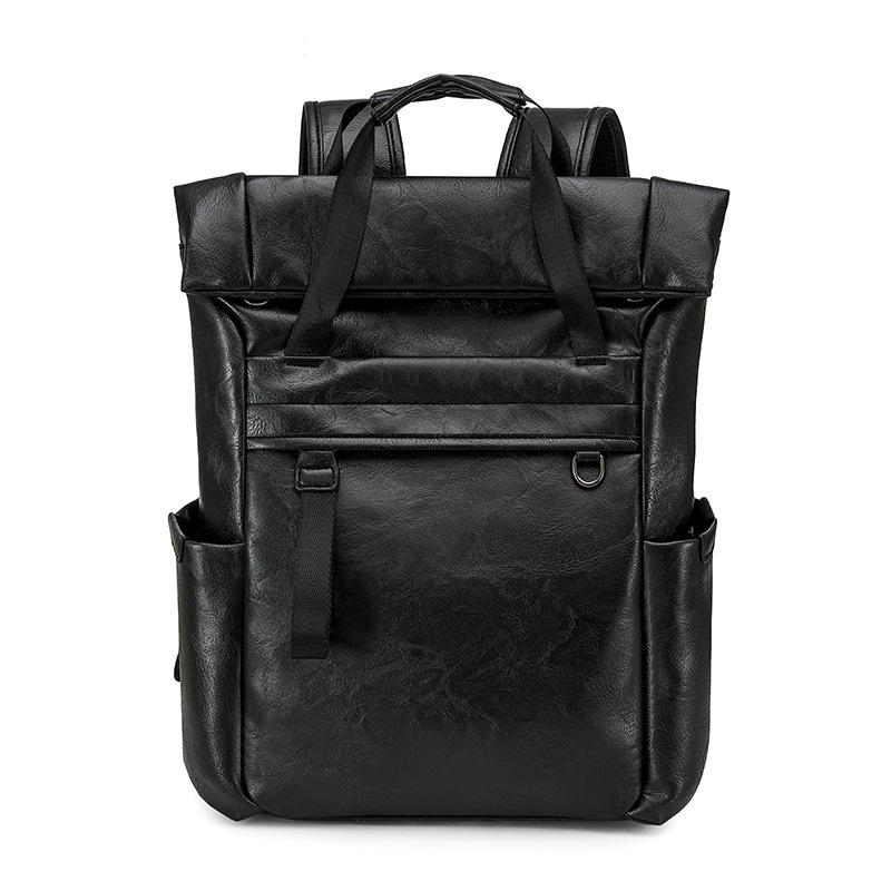 Vintage Roll Top Leather Backpack view 2