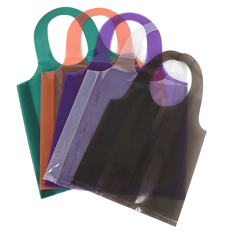 Pvc semi-transparent poignée coupée sac d'achat