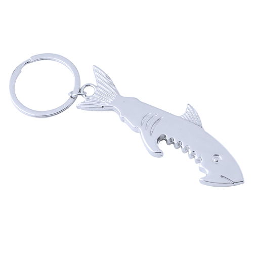 Ouvre-bouteille de requin métallique porte-clés
