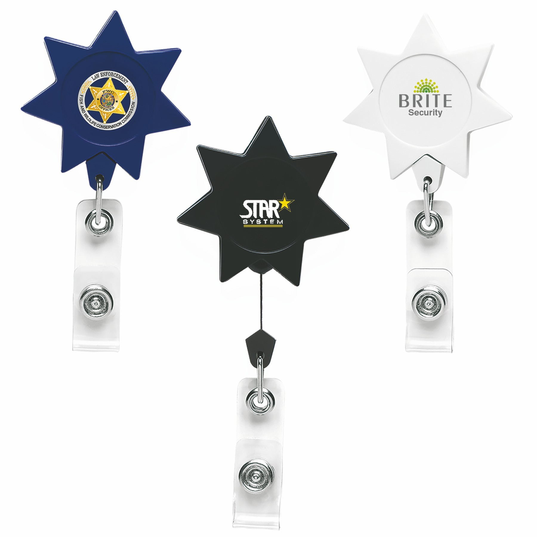 Enrouleur de badge rétractable 7 points étoiles