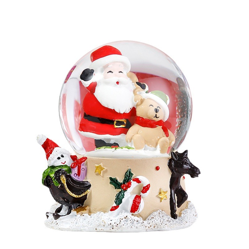 Boule à neige de noël avec lumières