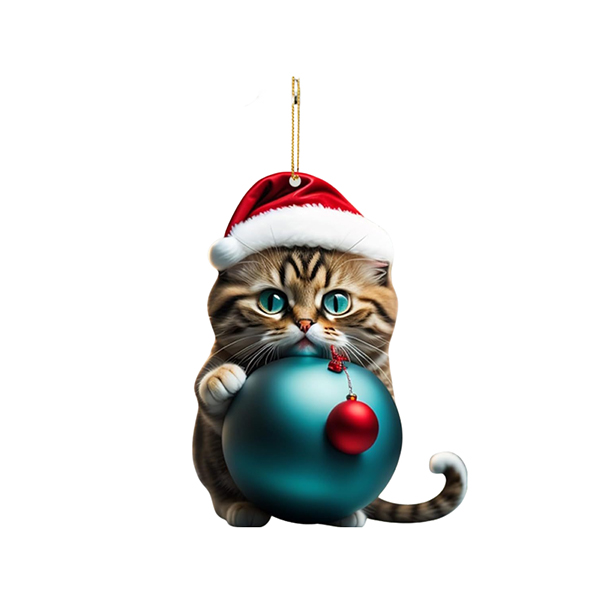 Gato navidad ornamento view 2