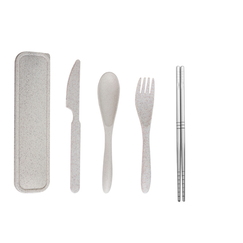 Ustensiles réutilisables avec étui et baguette