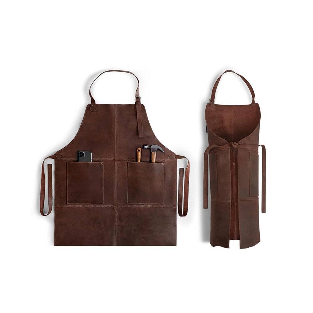 Tablier en cuir avec 2 grandes poches