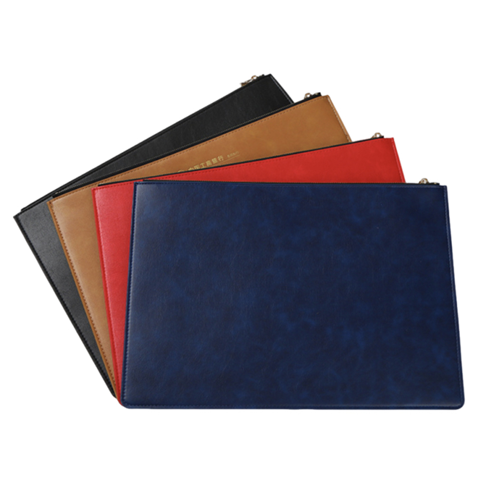 A4 Pu Leather Document Folder Zipper Bag