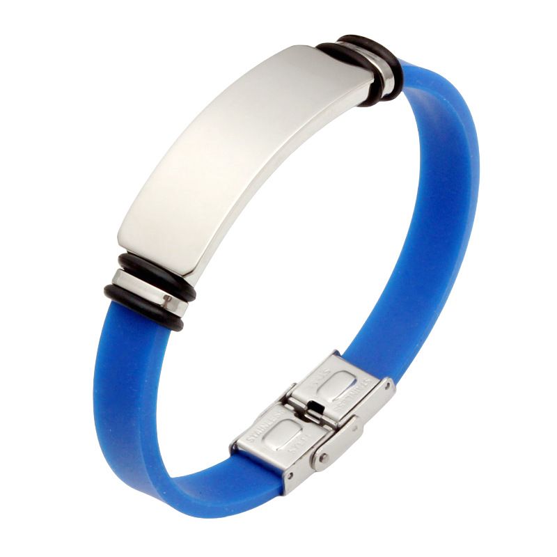 Stainless Steel Silicone Wristband With Metal Clasp