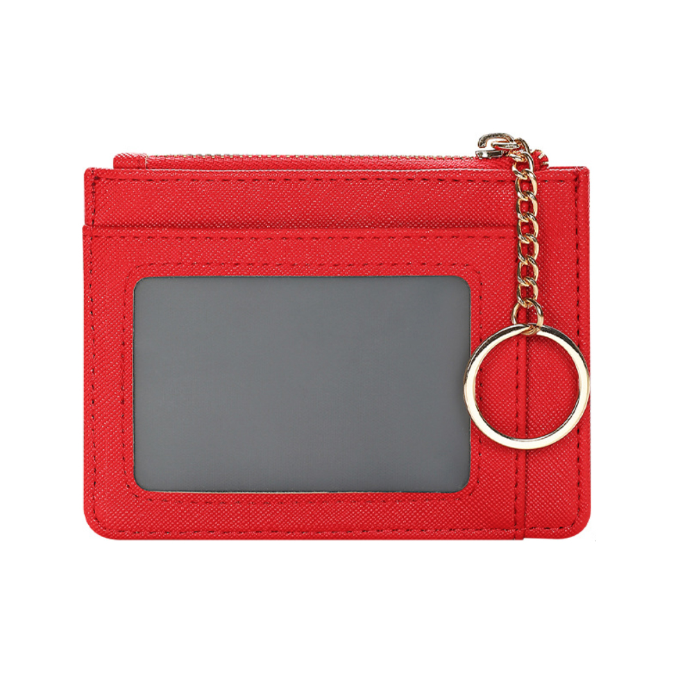 Pu Leather Coin Purse With Keychain