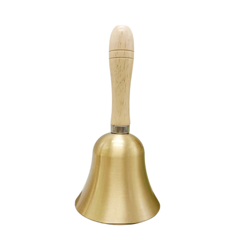Campana de latón con mango de madera