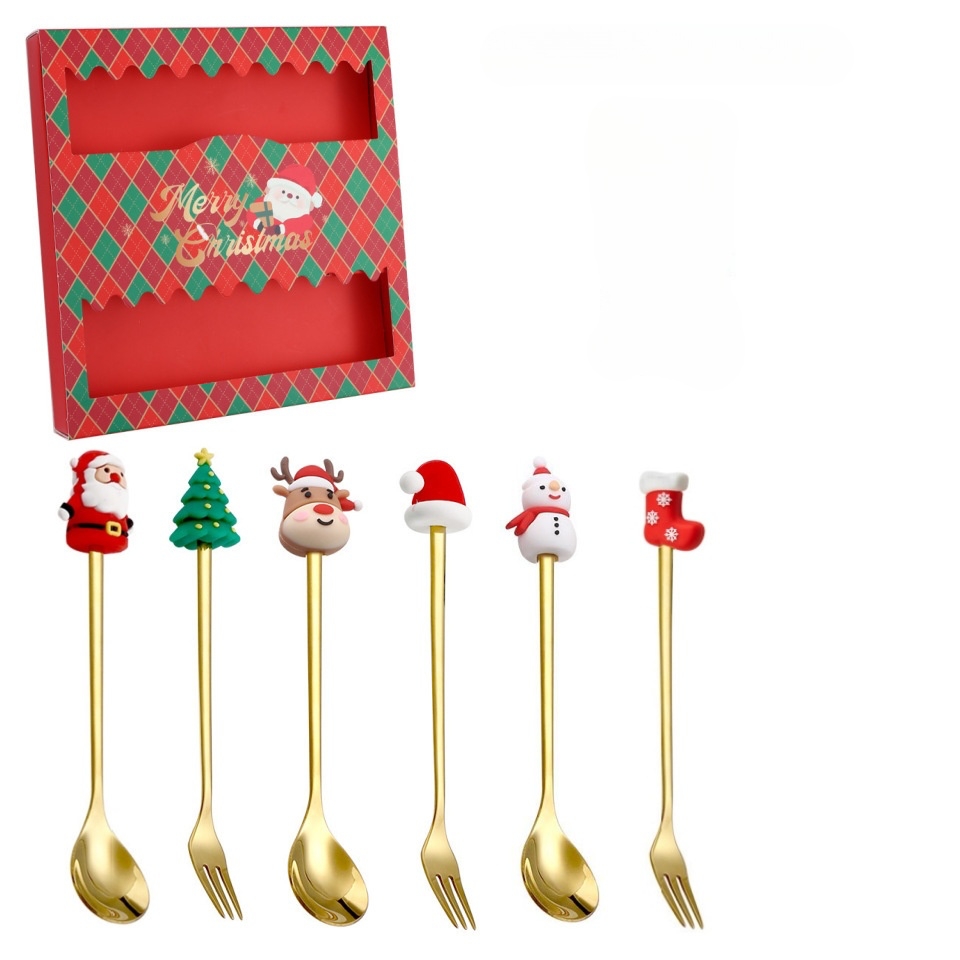 Cuchara de navidad y set de tenedor
