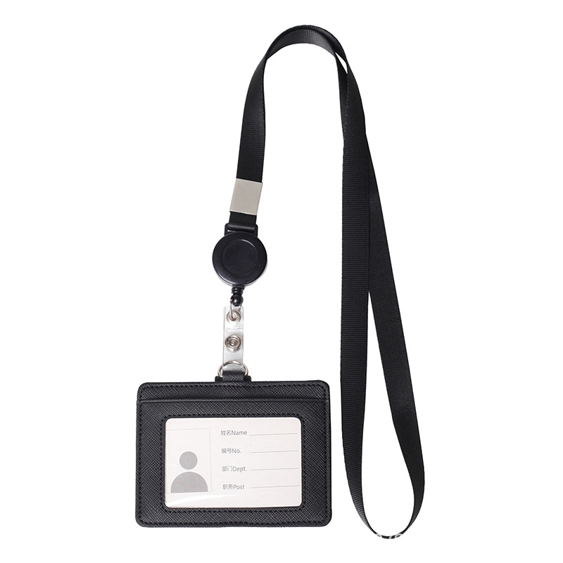 Soporte de cuero horizontal con lanyard