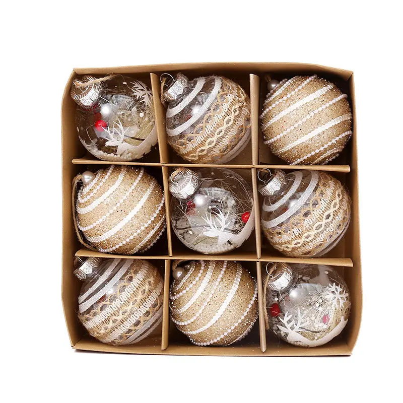 8cm Christmas Hanging Balls 9pc/set