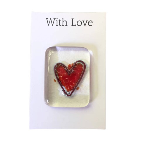 Coeur en verre fondu en jeton de poche