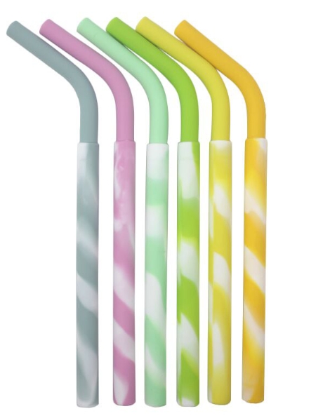 Paille de silicone pliante avec étui