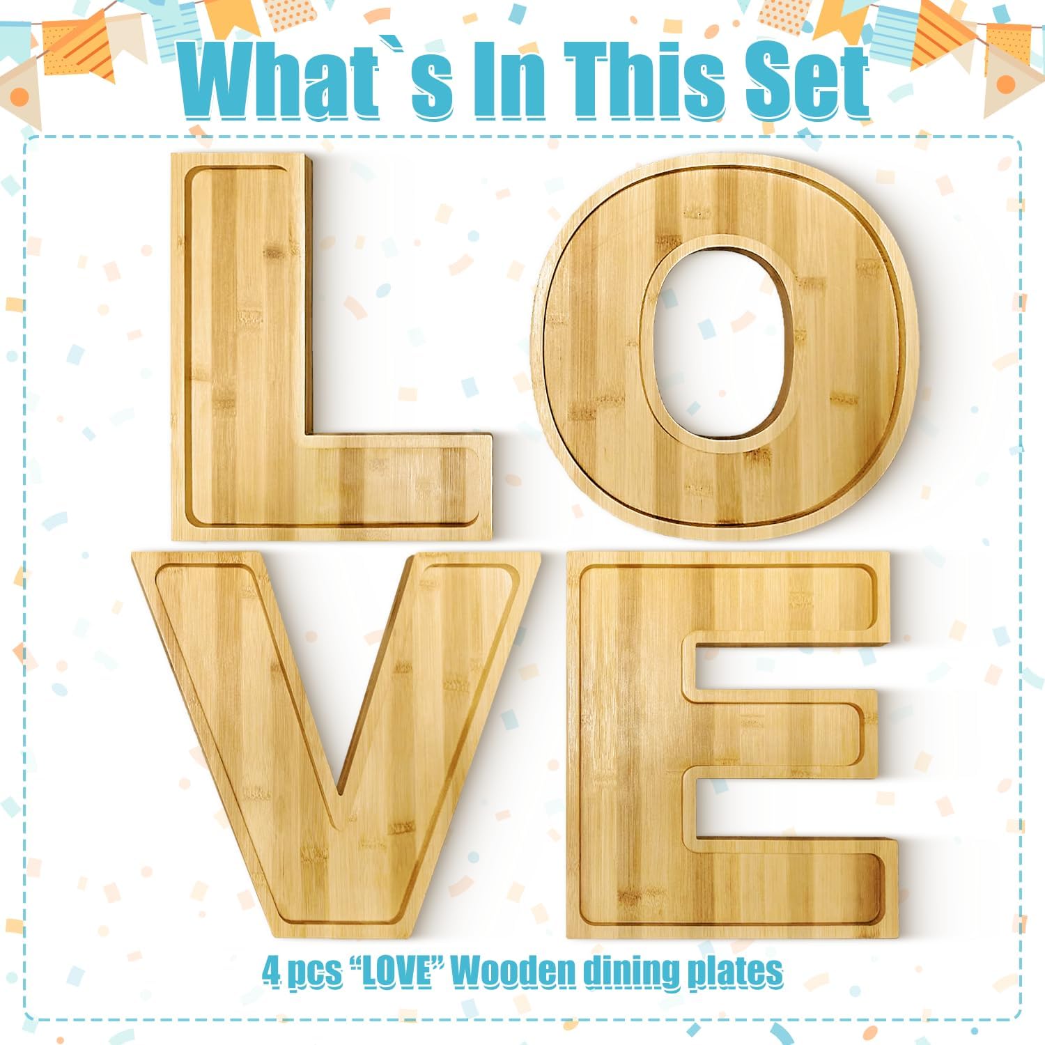 4pcs en bois amour charcuterie board lettre