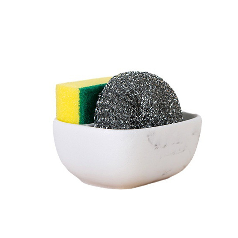 Porta esponja de resina blanca para la cocina sin