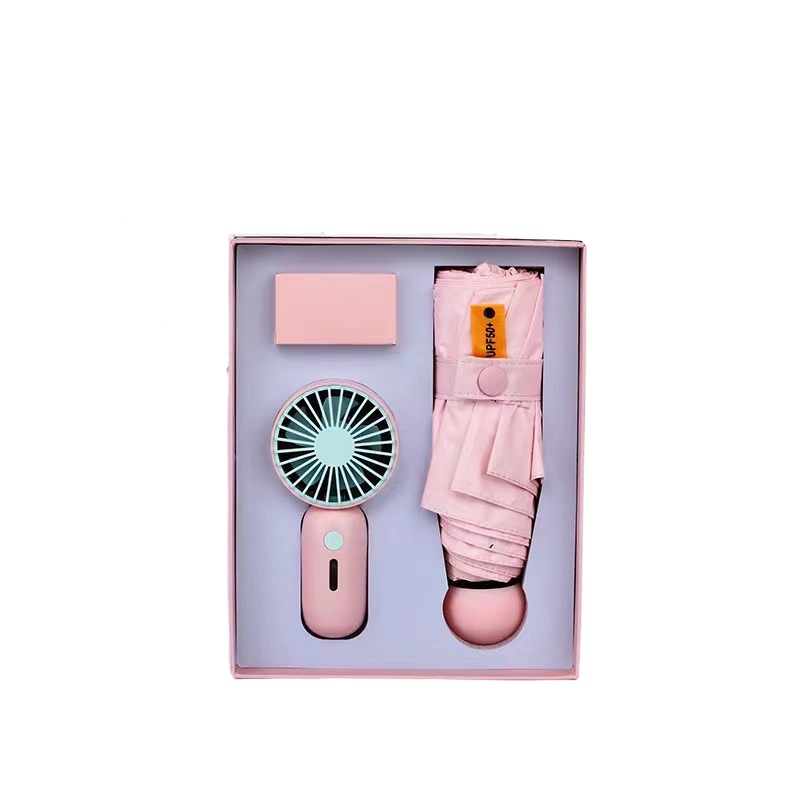 Parapluie pliant avec ensemble cadeau ventilateur portable