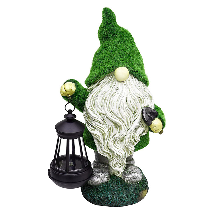 Solar jardín gnomes estatua con linterna