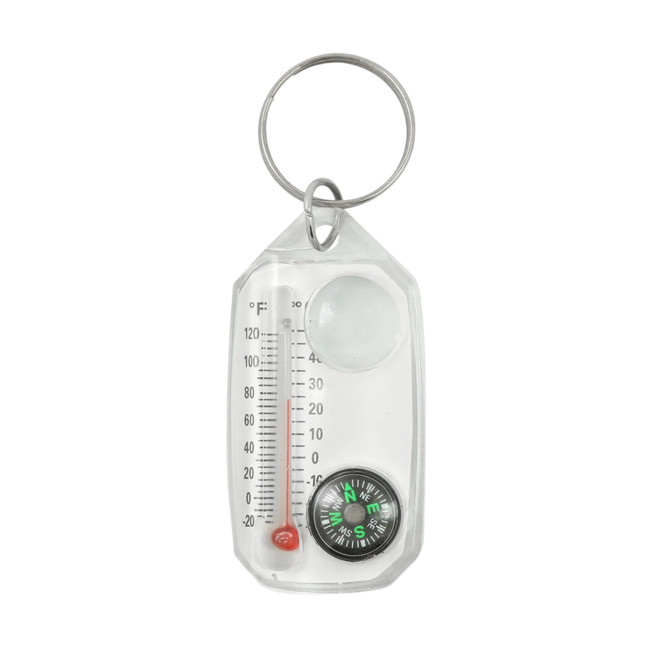 Boussole de porte-clés / loupe-thermomètre