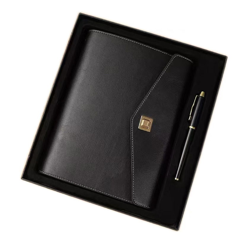 Coffret cadeau de bureau - a5 porte-notes à feuilles souples et stylo à signature en métal