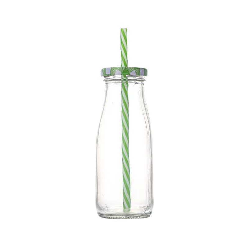 Clear Glass Milk Bottle