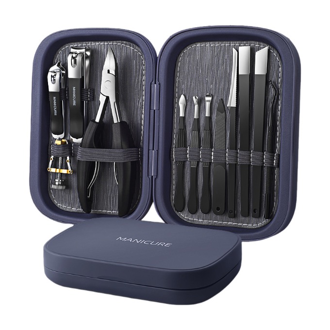 Manucure set kits pédicure acier inoxydable clipper outils de soins personnels avec boîtier en plastique