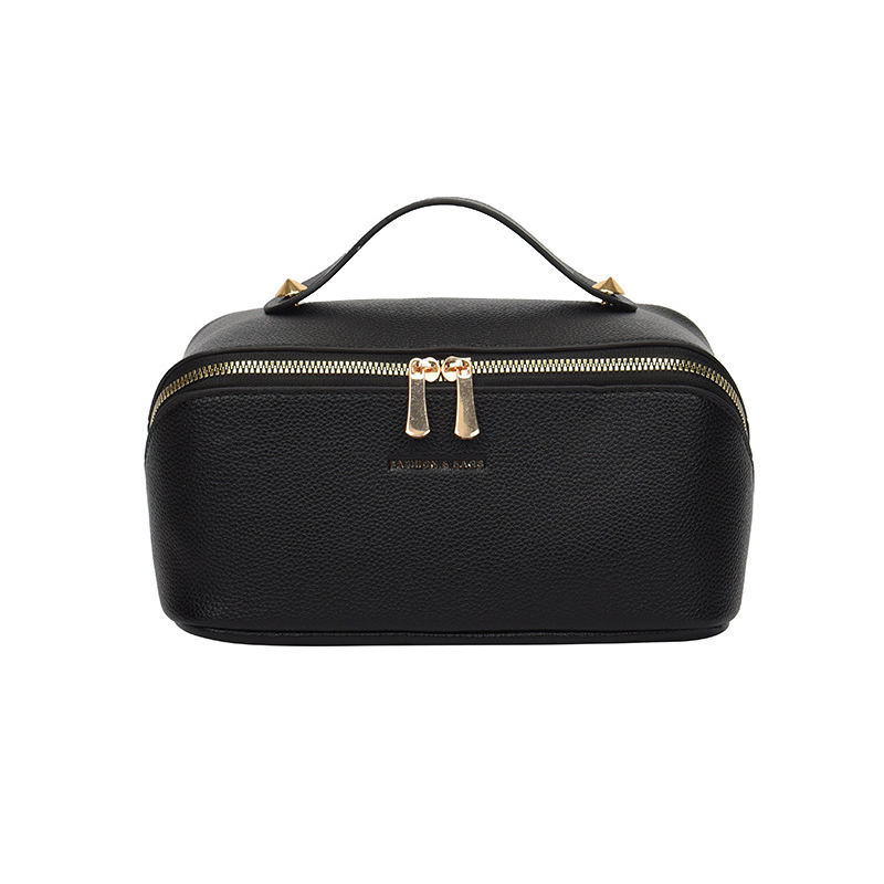 Lychee Texture Pu Leather Makeup Bag Cosmetic Pouch