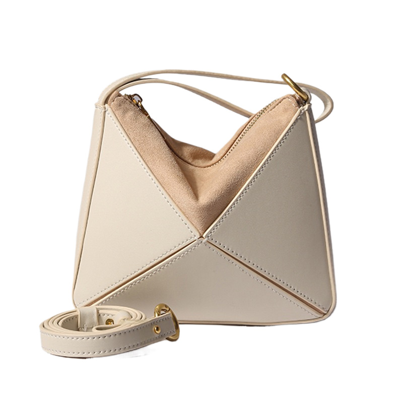 Folding Triangle Bag Pu Leather Handheld
