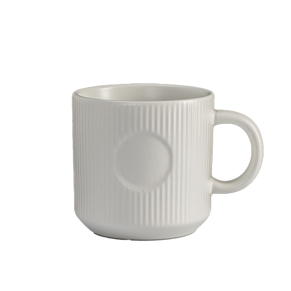 12oz elegante taza de café de cerámica rayada