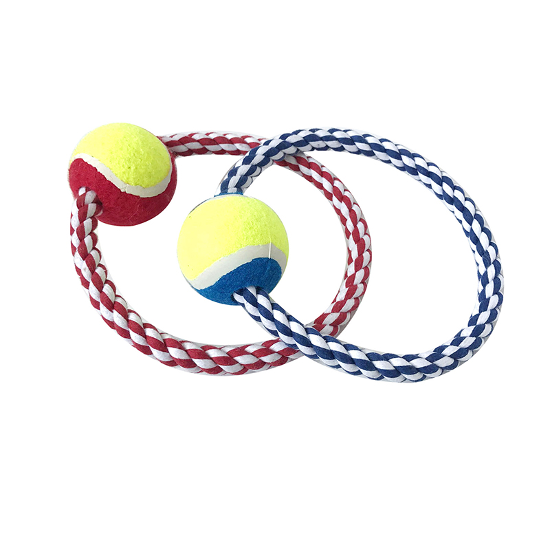 Cotton Rope Dog Chew Toy With Built-in Tennis Ball
